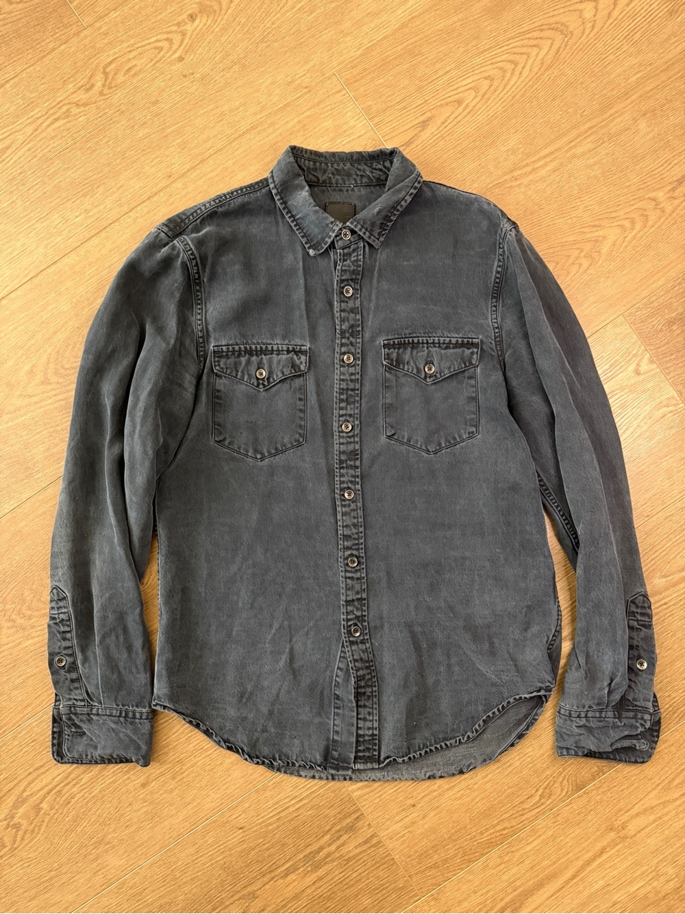 JOE’S JEANS Men's Washed Suede Dark Blue Button-Up Shirt
